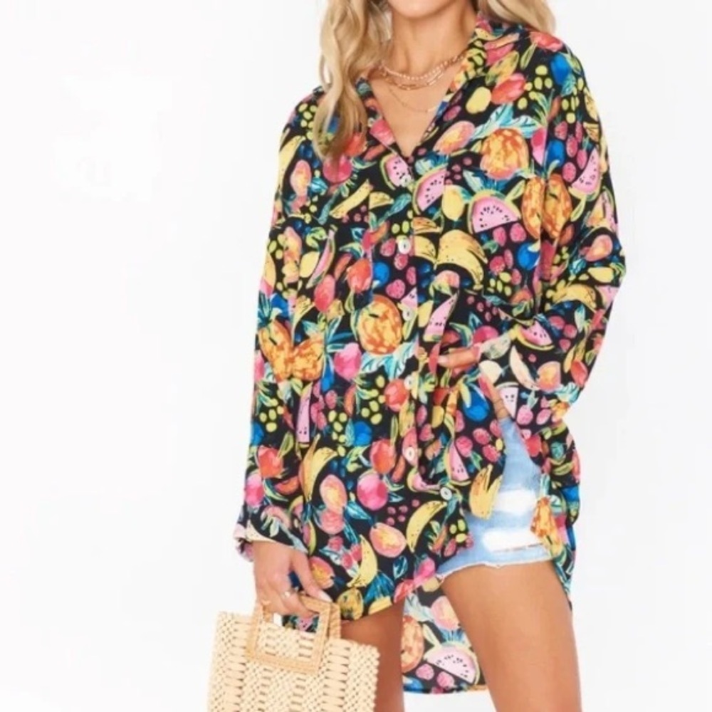 Show Me Your MuMu Johns Button Down Shirt in Fruity Tango - Size S - EUC